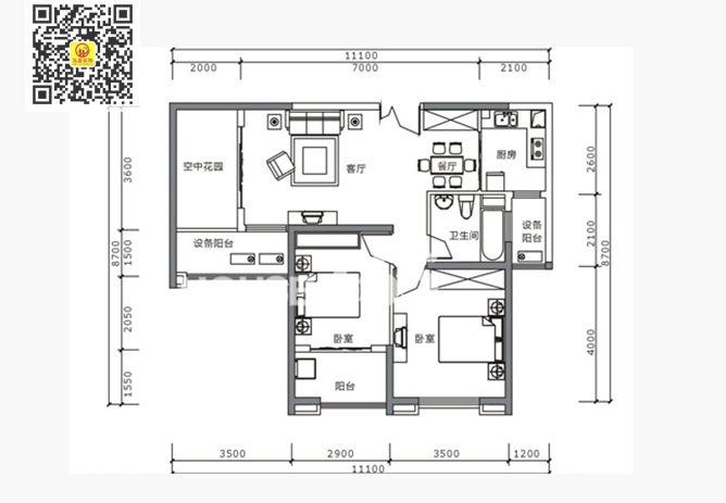 兩室兩廳地中海裝修設計